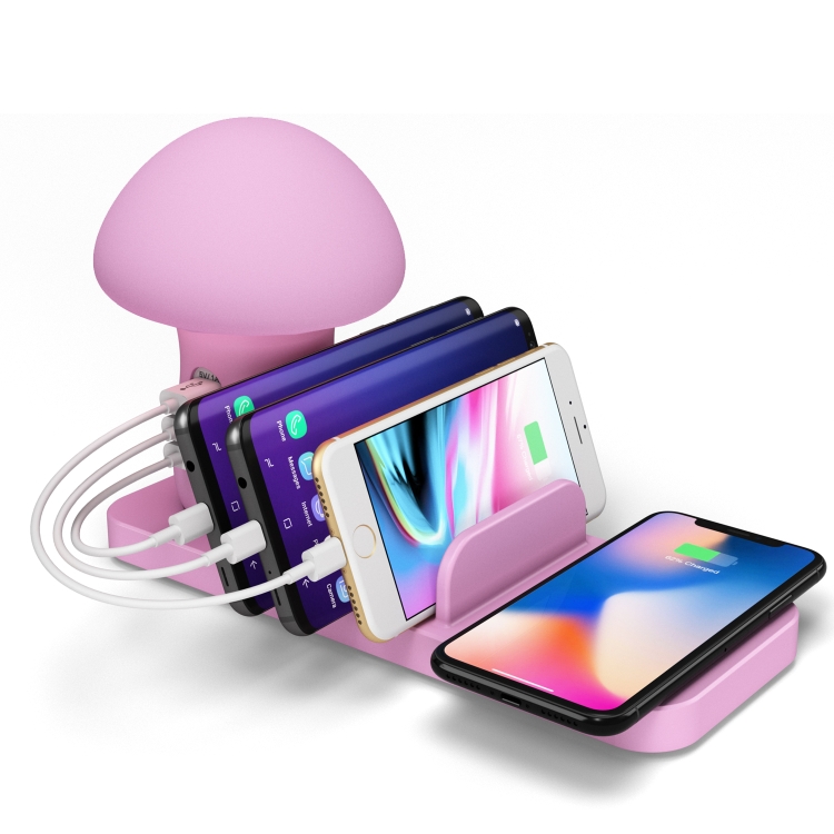 HQ-UD12 Multi-port USB Small Grinding Lamp Multi-function QC 3.0 Wireless Charging Stand Small Night Light 英规 Pink HQ-UD12 Multi-port USB Small Grinding Lamp Multi-function QC 3.0 Wireless Charging Stand Small Night Light 英规 Pink