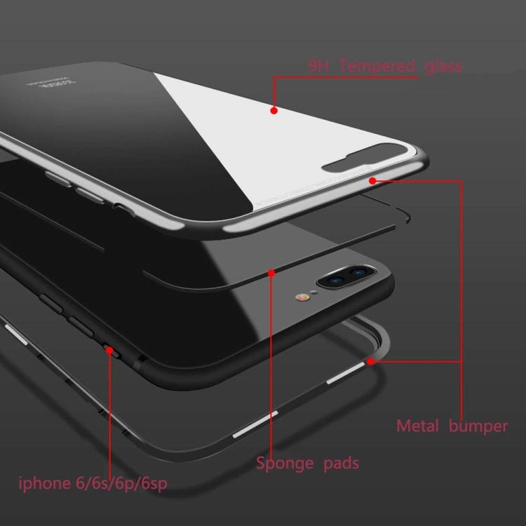 For iPhone SE 2022 / SE 2020 / 8 / 7 Mocolo Magnetic Metal Frame Tempered Glass Case(Black) For iPhone SE 2022 / SE 2020 / 8 / 7 Mocolo Magnetic Metal Frame Tempered Glass Case(Black)