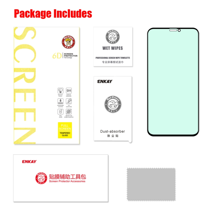 For iPhone 11 Pro Max / XS Max ENKAY Hat-Prince 0.26mm 9H 6D Curved Full Screen Eye Protection Green Film Tempered Glass Protector For iPhone 11 Pro Max / XS Max ENKAY Hat-Prince 0.26mm 9H 6D Curved Full Screen Eye Protection Green Film Tempered Glass Protector