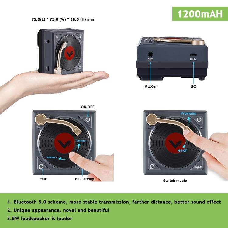 H1 Retro Bluetooth Creative Speaker Phonograph Bluetooth Sound Mobile Phone Mini Portable Speaker black H1 Retro Bluetooth Creative Speaker Phonograph Bluetooth Sound Mobile Phone Mini Portable Speaker black