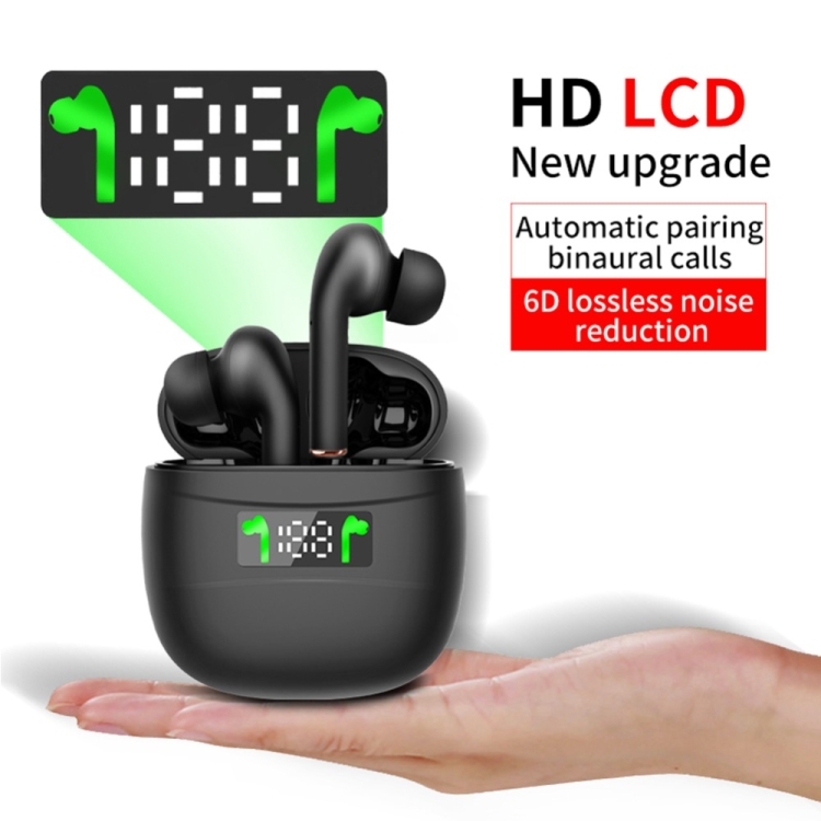 J3 Pro TWS Hifi Wireless Bluetooth 5.2 Earphone LED Display Waterproof Sports Gaming Headset Noise Earbuds(White)