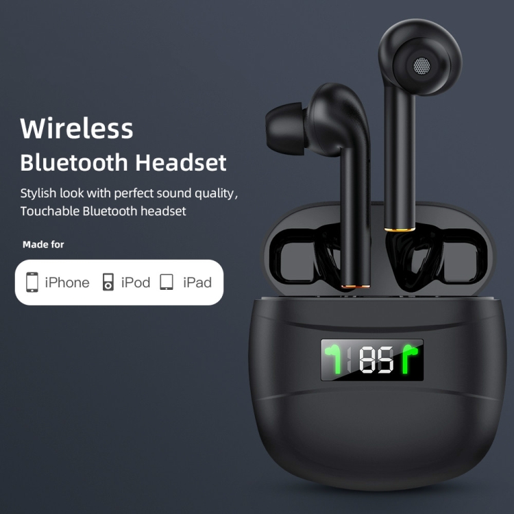 J3 Pro TWS Hifi Wireless Bluetooth 5.2 Earphone LED Display Waterproof Sports Gaming Headset Noise Earbuds(White)