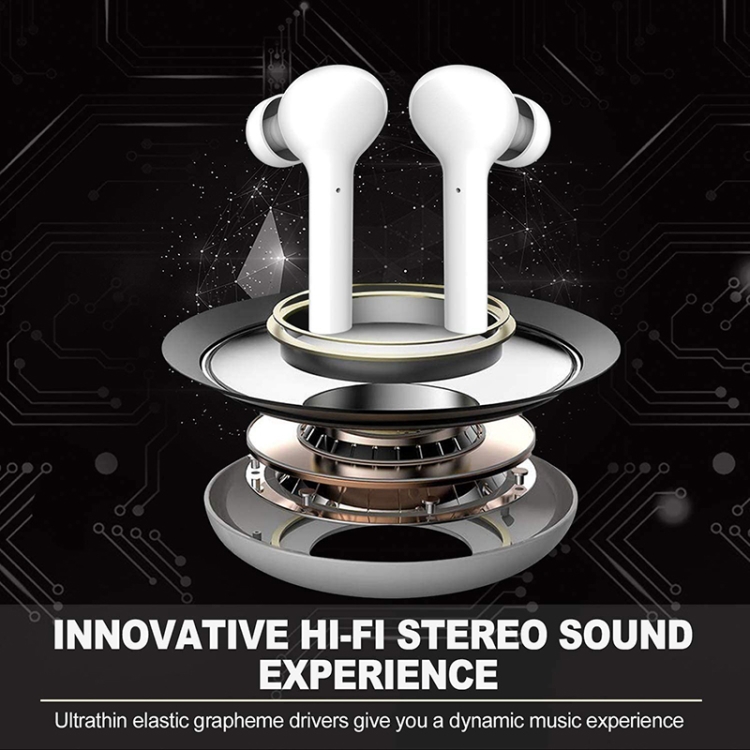 J3 Pro TWS Hifi Wireless Bluetooth 5.2 Earphone LED Display Waterproof Sports Gaming Headset Noise Earbuds(White)