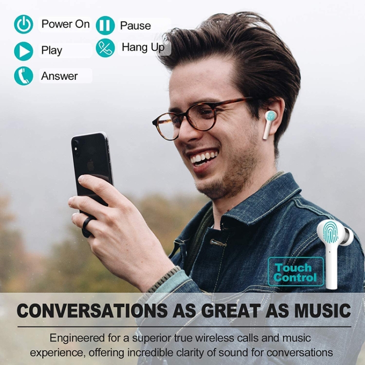 J3 Pro TWS Hifi Wireless Bluetooth 5.2 Earphone LED Display Waterproof Sports Gaming Headset Noise Earbuds(White)