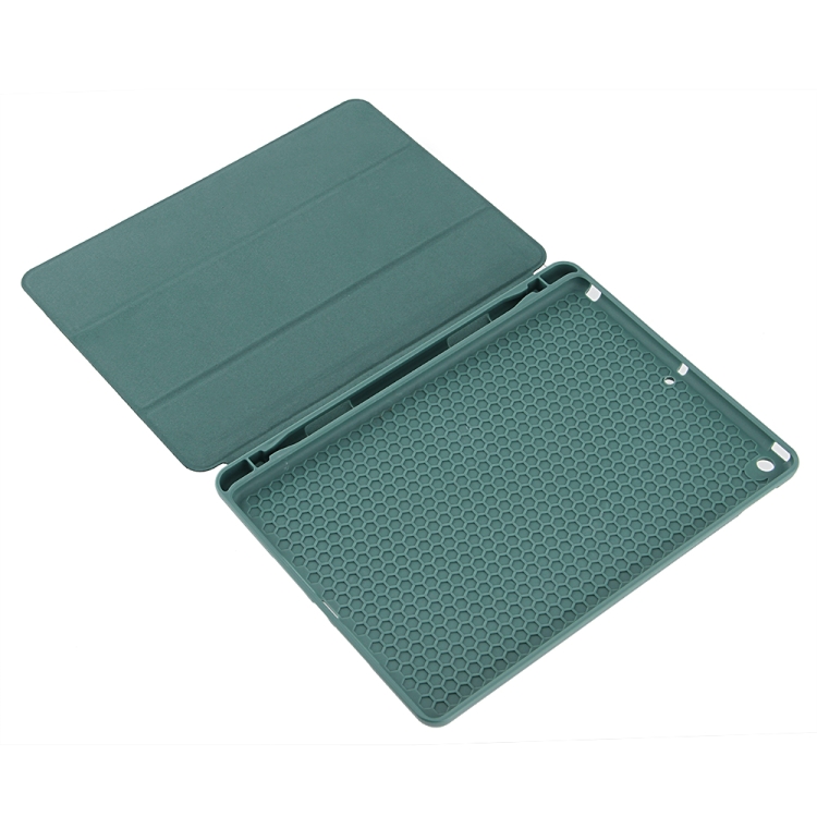 For iPad 10.2 Honeycomb Ventilation Foldable Deformation Horizontal Flip PU Leather Case with 3-Folding Holder & Pen Slot & Smart Sleep / Wake-up(Black)