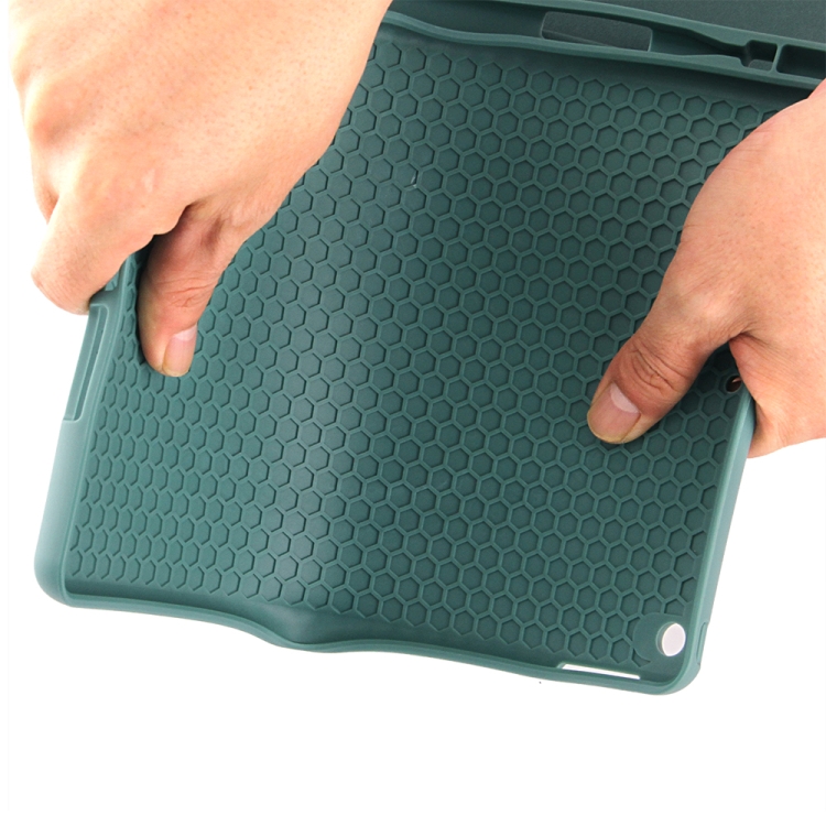 For iPad 10.2 Honeycomb Ventilation Foldable Deformation Horizontal Flip PU Leather Case with 3-Folding Holder & Pen Slot & Smart Sleep / Wake-up(Black)