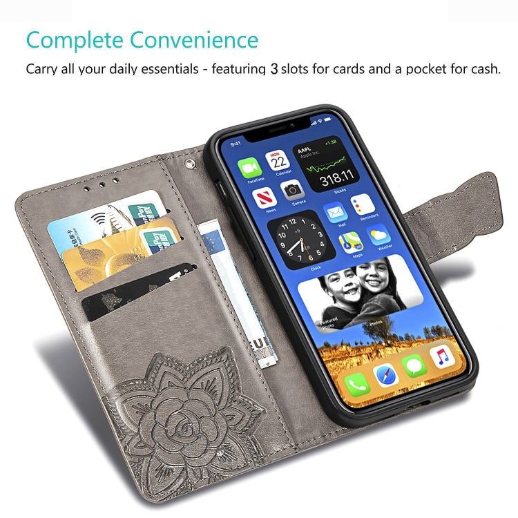 For iPhone 12 / 12 Pro Butterfly Love Flower Embossed Horizontal Flip Leather Case with Bracket / Card Slot / Wallet / Lanyard(Pink) For iPhone 12 / 12 Pro Butterfly Love Flower Embossed Horizontal Flip Leather Case with Bracket / Card Slot / Wallet / Lanyard(Pink)
