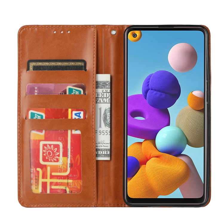 For Samsung Galaxy A21s Knead Skin Texture Horizontal Flip Leather