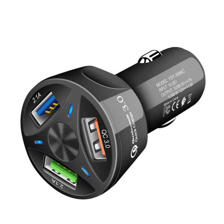 YSY-395KC QC3.0 3 USB 35W High Power Vehicle Charger / Mobile Phone Tablet Universal Vehicle Charger(Black) YSY-395KC QC3.0 3 USB 35W High Power Vehicle Charger / Mobile Phone Tablet Universal Vehicle Charger(Black)
