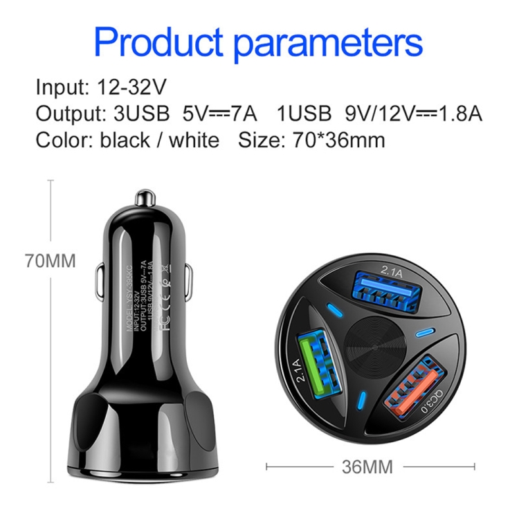 YSY-395KC QC3.0 3 USB 35W High Power Vehicle Charger / Mobile Phone Tablet Universal Vehicle Charger(Black) YSY-395KC QC3.0 3 USB 35W High Power Vehicle Charger / Mobile Phone Tablet Universal Vehicle Charger(Black)