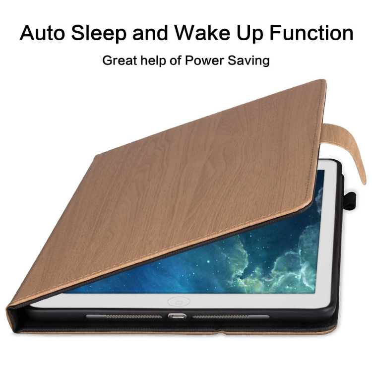 For iPad 9.7 inch 2017 / 2018 Wood Grain PU Leather + TPU Soft Bottom Case with Holder & Sleep / Wake-up Function(Dark Brown) For iPad 9.7 inch 2017 / 2018 Wood Grain PU Leather + TPU Soft Bottom Case with Holder & Sleep / Wake-up Function(Dark Brown)