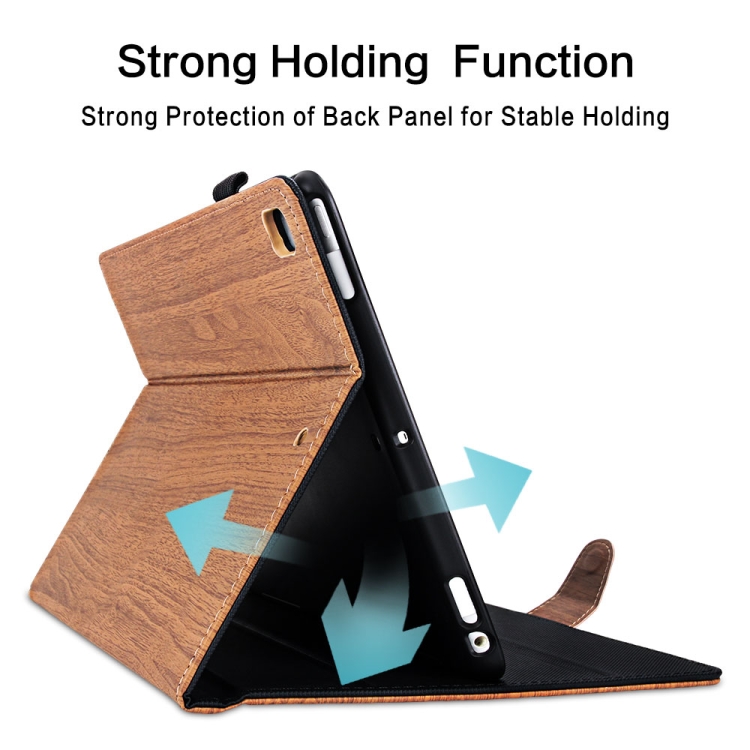 For iPad 9.7 inch 2017 / 2018 Wood Grain PU Leather + TPU Soft Bottom Case with Holder & Sleep / Wake-up Function(Dark Brown) For iPad 9.7 inch 2017 / 2018 Wood Grain PU Leather + TPU Soft Bottom Case with Holder & Sleep / Wake-up Function(Dark Brown)