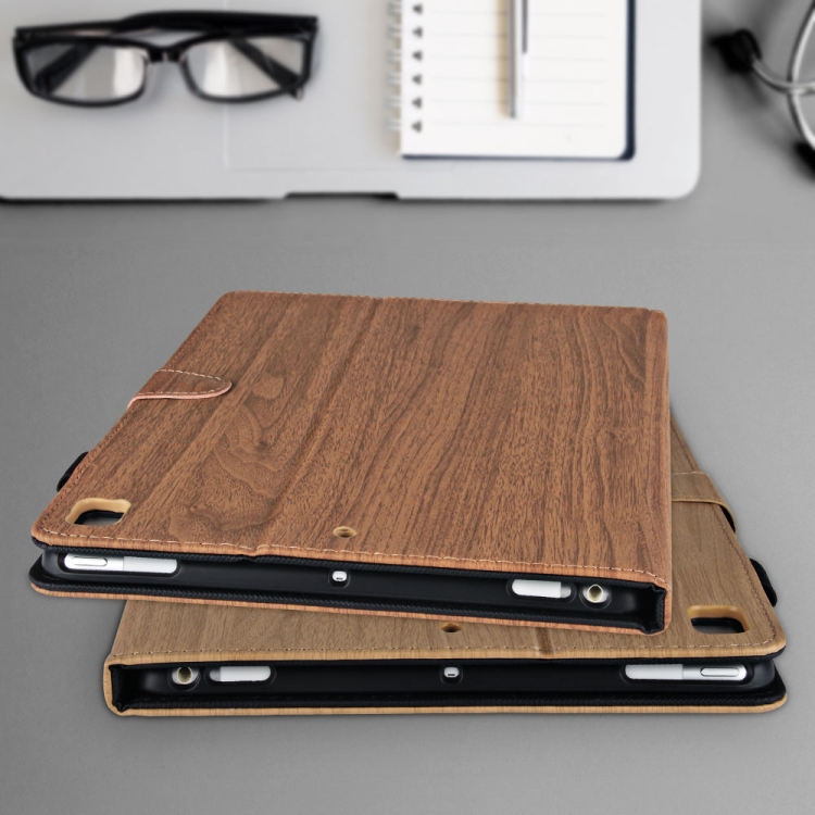 For iPad 9.7 inch 2017 / 2018 Wood Grain PU Leather + TPU Soft Bottom Case with Holder & Sleep / Wake-up Function(Dark Brown) For iPad 9.7 inch 2017 / 2018 Wood Grain PU Leather + TPU Soft Bottom Case with Holder & Sleep / Wake-up Function(Dark Brown)