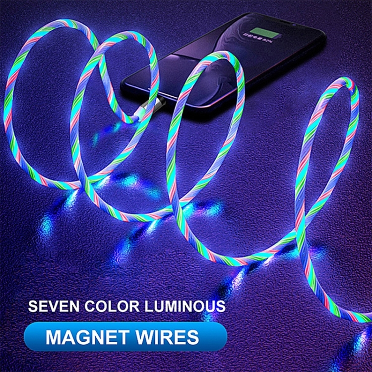 2 in 1 USB to 8 Pin + Micro USB Magnetic Suction Colorful Streamer Mobile Phone Charging Cable, Length: 1m(Color Light) 2 in 1 USB to 8 Pin + Micro USB Magnetic Suction Colorful Streamer Mobile Phone Charging Cable, Length: 1m(Color Light)