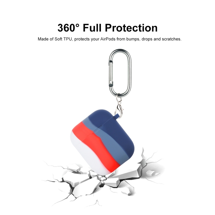 ENKAY Hat-Prince ENK-AC8002 for Apple AirPods 1 / 2 Wireless Earphone Rainbow Color TPU Protective Case with Carabiner and Anti-lost Rope(White Red Blue) ENKAY Hat-Prince ENK-AC8002 for Apple AirPods 1 / 2 Wireless Earphone Rainbow Color TPU Protective Case with Carabiner and Anti-lost Rope(White Red Blue)