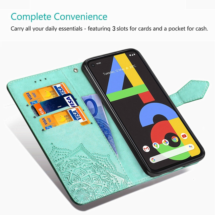 For Google Pixel 4a Mandala Flower Embossed Horizontal Flip