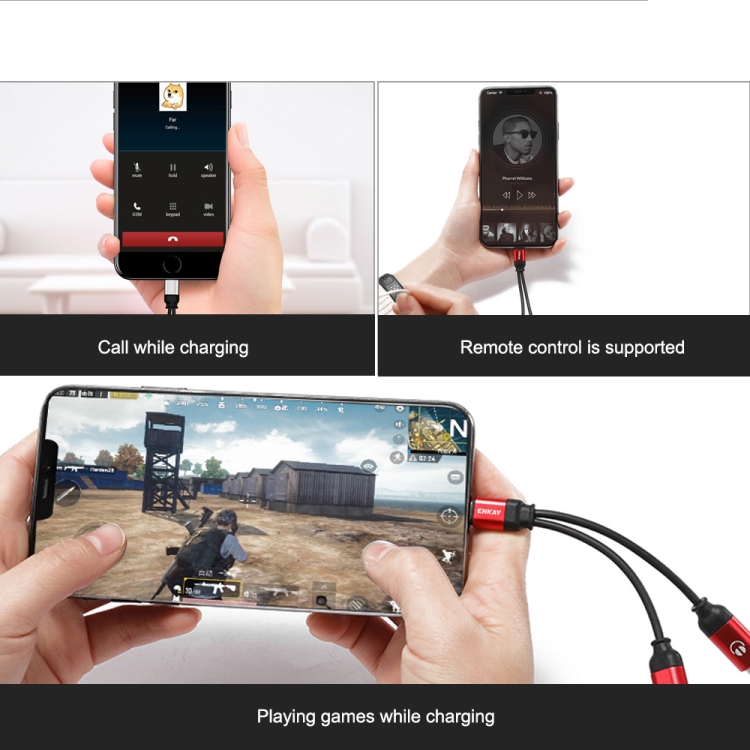 ENKAY ENK-AT104 8 Pin to Dual 8 Pin Charging Listen to Songs Aluminum Alloy Adapter Conversion Cable(Red) ENKAY ENK-AT104 8 Pin to Dual 8 Pin Charging Listen to Songs Aluminum Alloy Adapter Conversion Cable(Red)