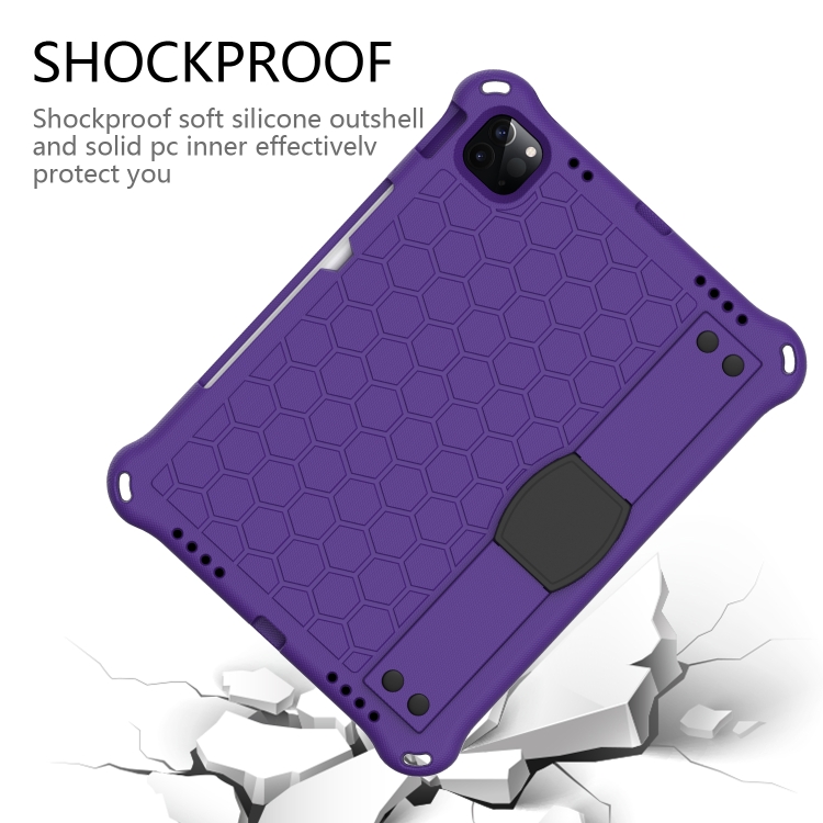 For iPad Air 2022 / 2020 10.9 Honeycomb Design EVA + PC Material Four Corner Anti Falling Flat Protective Shell with Strap(Purple+Black) For iPad Air 2022 / 2020 10.9 Honeycomb Design EVA + PC Material Four Corner Anti Falling Flat Protective Shell with Strap(Purple+Black)