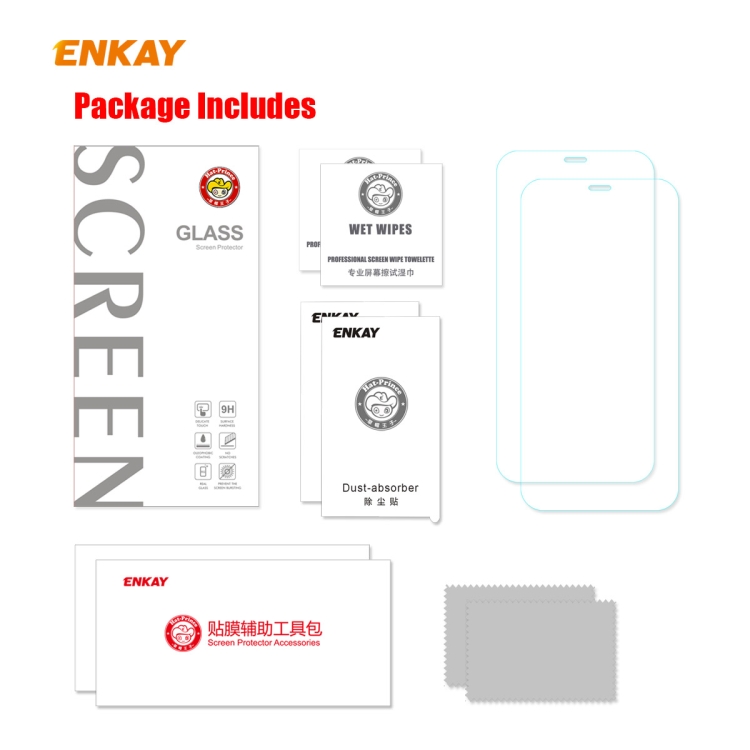 For iPhone 12 / 12 Pro 2pcs ENKAY Hat-Prince 0.26mm 9H 2.5D Curved Edge Explosion-proof Tempered Glass Film For iPhone 12 / 12 Pro 2pcs ENKAY Hat-Prince 0.26mm 9H 2.5D Curved Edge Explosion-proof Tempered Glass Film