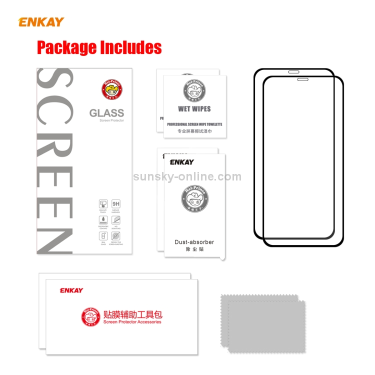 For iPhone 12 Pro Max 2pcs ENKAY Hat-Prince Full Glue 0.26mm 9H 2.5D Tempered Glass Full Coverage Film