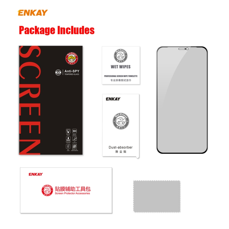 For iPhone 12 / 12 Pro ENKAY 0.26mm 9H 6D Privacy Anti-spy Full Screen Tempered Glass Film