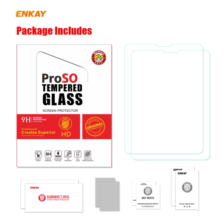 For iPad Air 2020 10.9 / Air 2022 2 PCS ENKAY Hat-Prince 0.33mm 9H Surface Hardness 2.5D Explosion-proof Tempered Glass Protector For iPad Air 2020 10.9 / Air 2022 2 PCS ENKAY Hat-Prince 0.33mm 9H Surface Hardness 2.5D Explosion-proof Tempered Glass Protector