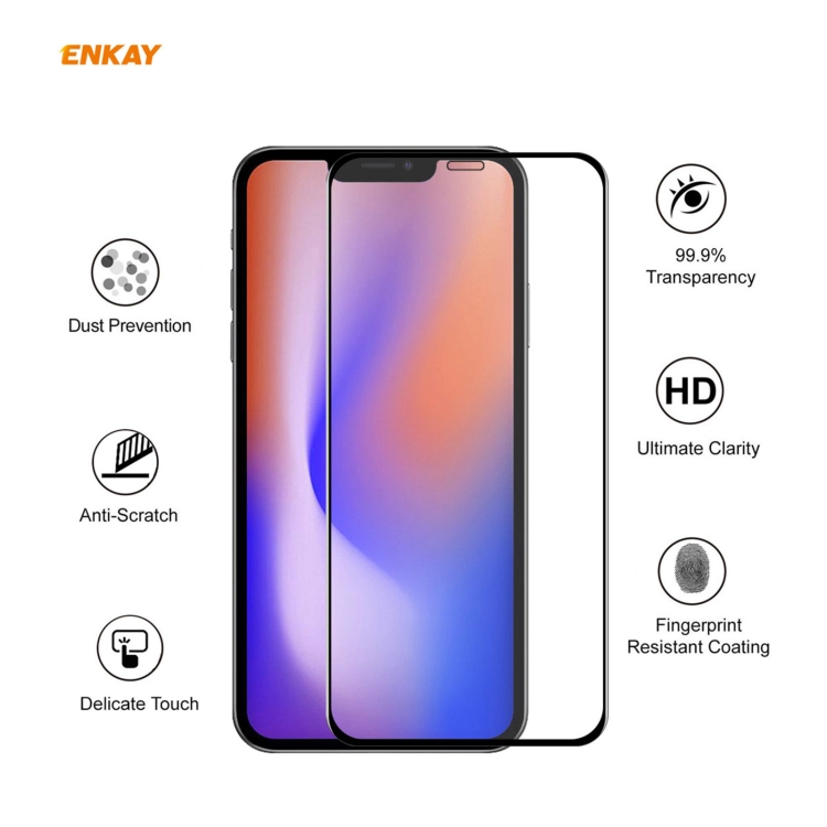 For iPhone 12 Pro Max 2pcs ENKAY Hat-Prince 0.26mm 9H 6D Curved Full Coverage Tempered Glass Protector