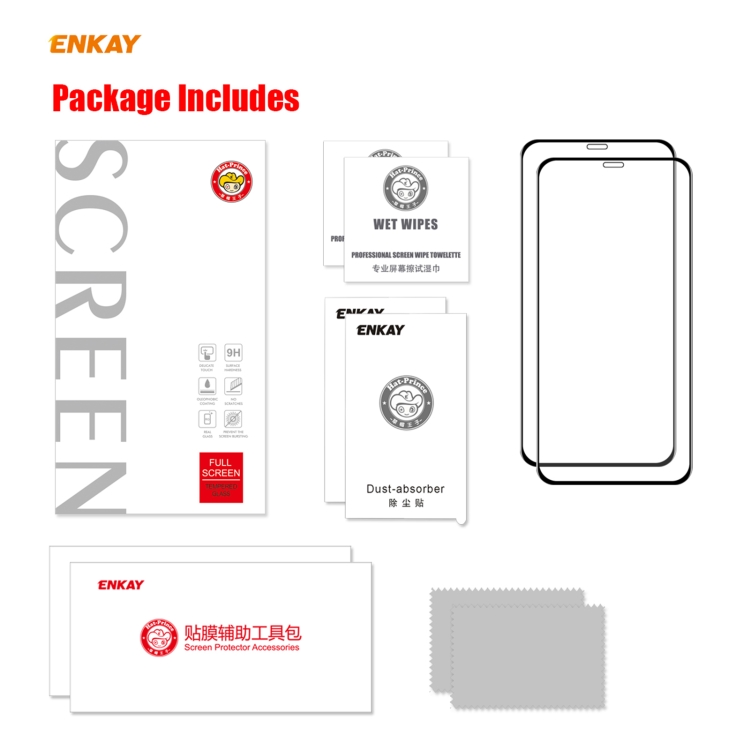 For iPhone 12 Pro Max 2pcs ENKAY Hat-Prince 0.26mm 9H 6D Curved Full Coverage Tempered Glass Protector