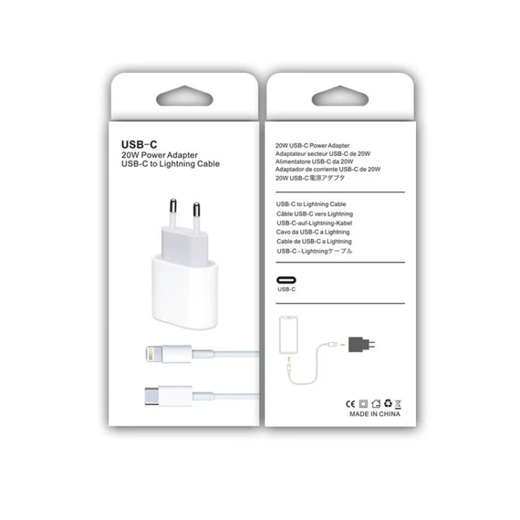 Chargeur USB-C 20W avec câble de charge USB-C vers Lightning