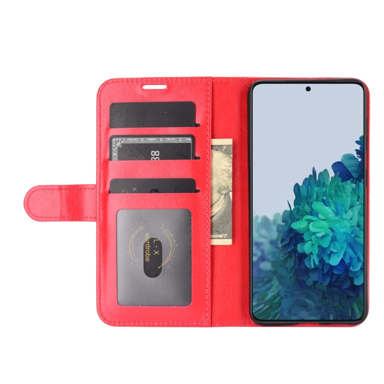 For Samsung Galaxy S21 5G R64 Texture Single Horizontal Flip Protective Case with Holder & Card Slots & Wallet& Photo Frame(Red)