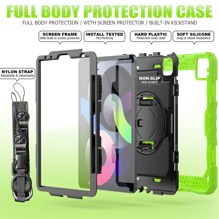 For iPad Air 2022 / 2020 10.9 Shockproof Black Silica Gel + Colorful PC Protective Case(Green) For iPad Air 2022 / 2020 10.9 Shockproof Black Silica Gel + Colorful PC Protective Case(Green)