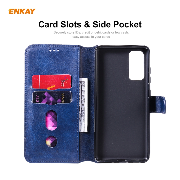 For Samsung Galaxy S20 FE / S20 Lite (4G/5G) ENKAY Hat-Prince ENK-PUC030 Horizontal Flip PU Leather Case with Holder & Card Slots & Wallet(Dark Blue) For Samsung Galaxy S20 FE / S20 Lite (4G/5G) ENKAY Hat-Prince ENK-PUC030 Horizontal Flip PU Leather Case with Holder & Card Slots & Wallet(Dark Blue)