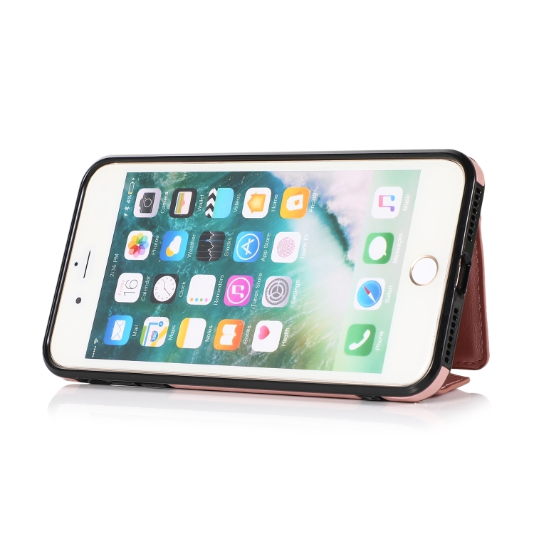 For iPhone SE 2022 / SE 2020 / 8 / 7 Multi-functional Cross-body Card Bag TPU+PU Back Cover Case with Holder & Card Slot & Wallet(Rose Gold) For iPhone SE 2022 / SE 2020 / 8 / 7 Multi-functional Cross-body Card Bag TPU+PU Back Cover Case with Holder & Card Slot & Wallet(Rose Gold)