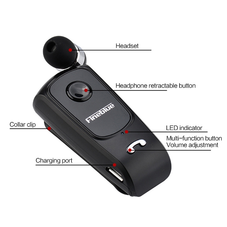 Fineblue F920 CSR4.1 Retractable Cable Caller Vibration Reminder Anti-theft Bluetooth Headset Fineblue F920 CSR4.1 Retractable Cable Caller Vibration Reminder Anti-theft Bluetooth Headset