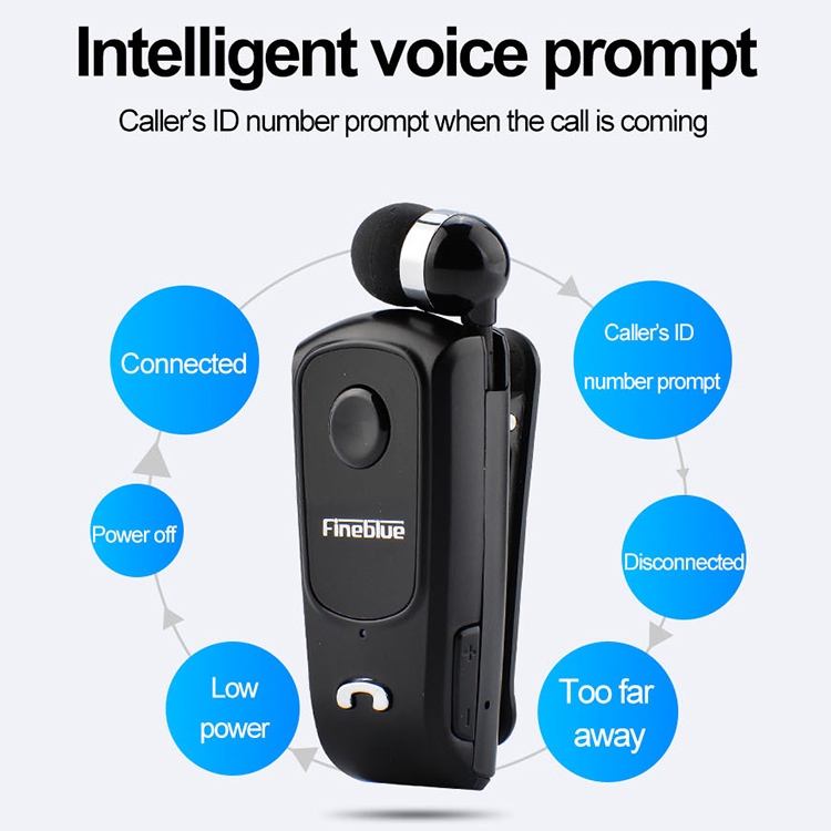 Fineblue F920 CSR4.1 Retractable Cable Caller Vibration Reminder Anti-theft Bluetooth Headset Fineblue F920 CSR4.1 Retractable Cable Caller Vibration Reminder Anti-theft Bluetooth Headset