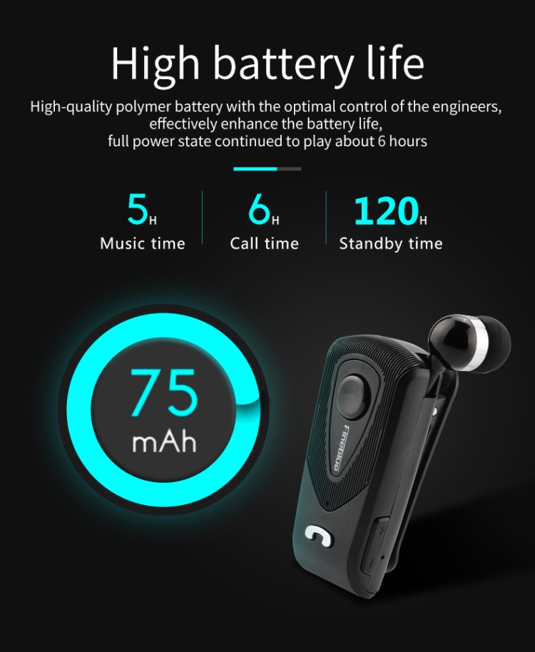 Fineblue F930 CSR4.1 Retractable Cable Caller Vibration Reminder Anti-theft Bluetooth Headset Fineblue F930 CSR4.1 Retractable Cable Caller Vibration Reminder Anti-theft Bluetooth Headset