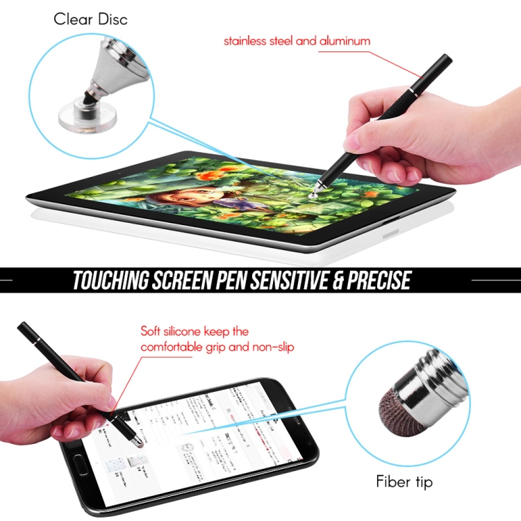 AT-12 3 en 1 bolígrafo capacitivo de pantalla táctil con bolígrafo de escritura común y función de bolígrafo de escritura para teléfono móvil adecuado para Apple / Huawei / Samsung (plateado) - B4