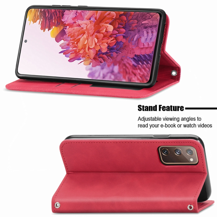 Retro Skin Feel Business Magnetic Horizontal Flip Leather Case With Holder & Card Slots & Wallet & Photo Frame For Samsung Galaxy S20 FE(Red) Retro Skin Feel Business Magnetic Horizontal Flip Leather Case With Holder & Card Slots & Wallet & Photo Frame For Samsung Galaxy S20 FE(Red)