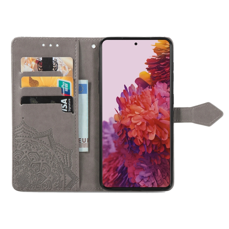 For Samsung Galaxy S21 Ultra 5G Mandala Flower Embossed Horizontal Flip Leather Case with Holder & Three Card Slots & Wallet & Lanyard(Grey) For Samsung Galaxy S21 Ultra 5G Mandala Flower Embossed Horizontal Flip Leather Case with Holder & Three Card Slots & Wallet & Lanyard(Grey)