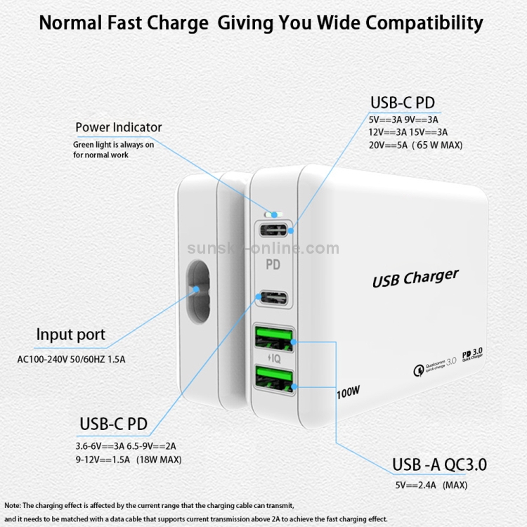 PD65W-A9 PD 65W Dual Dort USB-C / Type-C + Dual USB Charger with 5A USB-C / Type-C to USB-C / Type-C Fast Charging Cable for Apple MacBook Series EU Plug PD65W-A9 PD 65W Dual Dort USB-C / Type-C + Dual USB Charger with 5A USB-C / Type-C to USB-C / Type-C Fast Charging Cable for Apple MacBook Series EU Plug