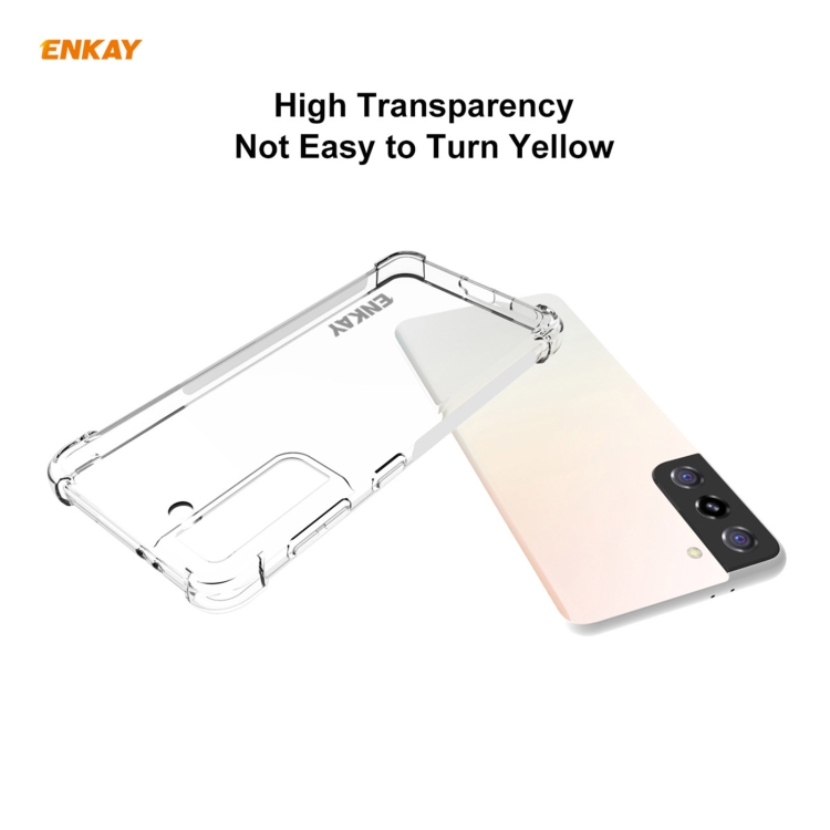 For Samsung Galaxy S21 5G Hat-Prince ENKAY Clear TPU Shockproof Case Soft Anti-slip Cover + 0.26mm 9H 2.5D Full Glue Full Coverage Tempered Glass Protector Film Support Fingerprint Unlock