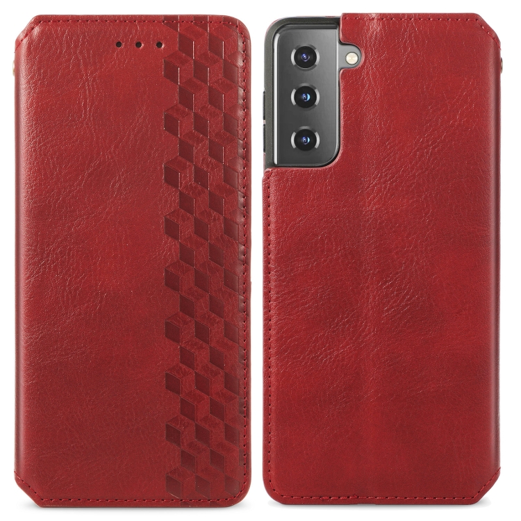 For Samsung Galaxy S21 5G Cubic Grid Pressed Horizontal Flip Magnetic PU Leather Case with Holder & Card Slots & Wallet(Red) For Samsung Galaxy S21 5G Cubic Grid Pressed Horizontal Flip Magnetic PU Leather Case with Holder & Card Slots & Wallet(Red)