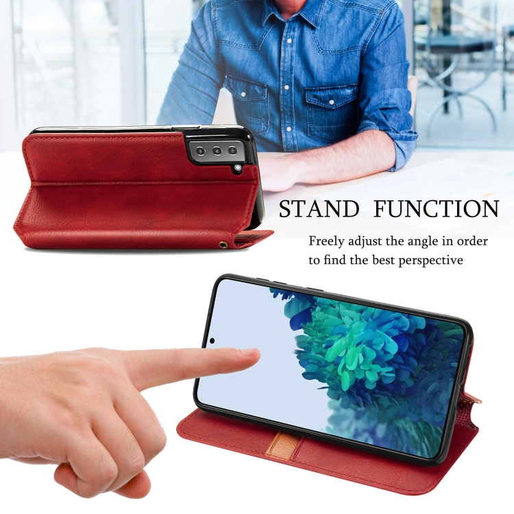 For Samsung Galaxy S21 5G Cubic Grid Pressed Horizontal Flip Magnetic PU Leather Case with Holder & Card Slots & Wallet(Red) For Samsung Galaxy S21 5G Cubic Grid Pressed Horizontal Flip Magnetic PU Leather Case with Holder & Card Slots & Wallet(Red)