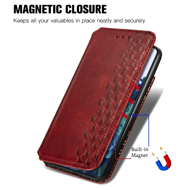 For Samsung Galaxy S21 5G Cubic Grid Pressed Horizontal Flip Magnetic PU Leather Case with Holder & Card Slots & Wallet(Red) For Samsung Galaxy S21 5G Cubic Grid Pressed Horizontal Flip Magnetic PU Leather Case with Holder & Card Slots & Wallet(Red)