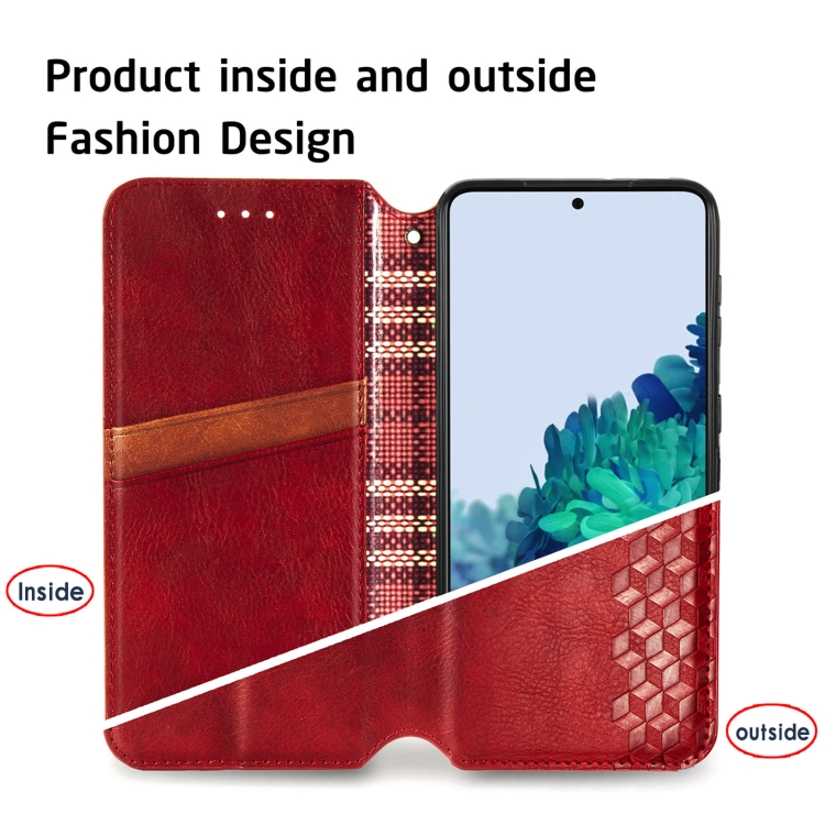 For Samsung Galaxy S21 5G Cubic Grid Pressed Horizontal Flip Magnetic PU Leather Case with Holder & Card Slots & Wallet(Red) For Samsung Galaxy S21 5G Cubic Grid Pressed Horizontal Flip Magnetic PU Leather Case with Holder & Card Slots & Wallet(Red)