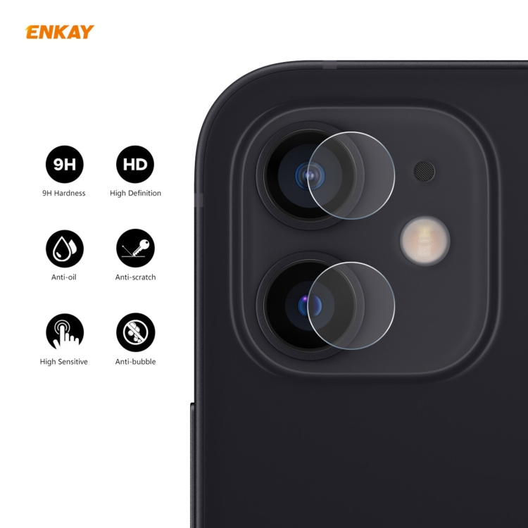 For iPhone 12 / 12 mini 5Set ENKAY 0.2mm 9H 2.15D Round Edge Rear Camera Lens Tempered Glass Film