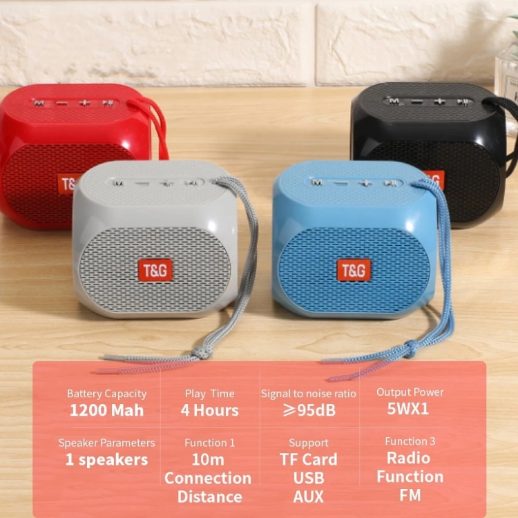 T&G TG196 TWS Subwoofer Bluetooth Speaker With Braided Cord, Support USB/AUX/TF Card/FM(Gray) T&G TG196 TWS Subwoofer Bluetooth Speaker With Braided Cord, Support USB/AUX/TF Card/FM(Gray)