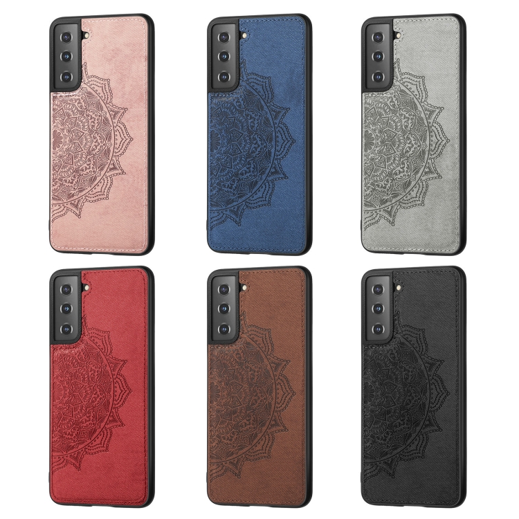 For Samsung Galaxy S21 5G Mandala Embossed Cloth Cover PC + TPU Mobile Phone Case with Magnetic Function and Hand Strap(Black) For Samsung Galaxy S21 5G Mandala Embossed Cloth Cover PC + TPU Mobile Phone Case with Magnetic Function and Hand Strap(Black)