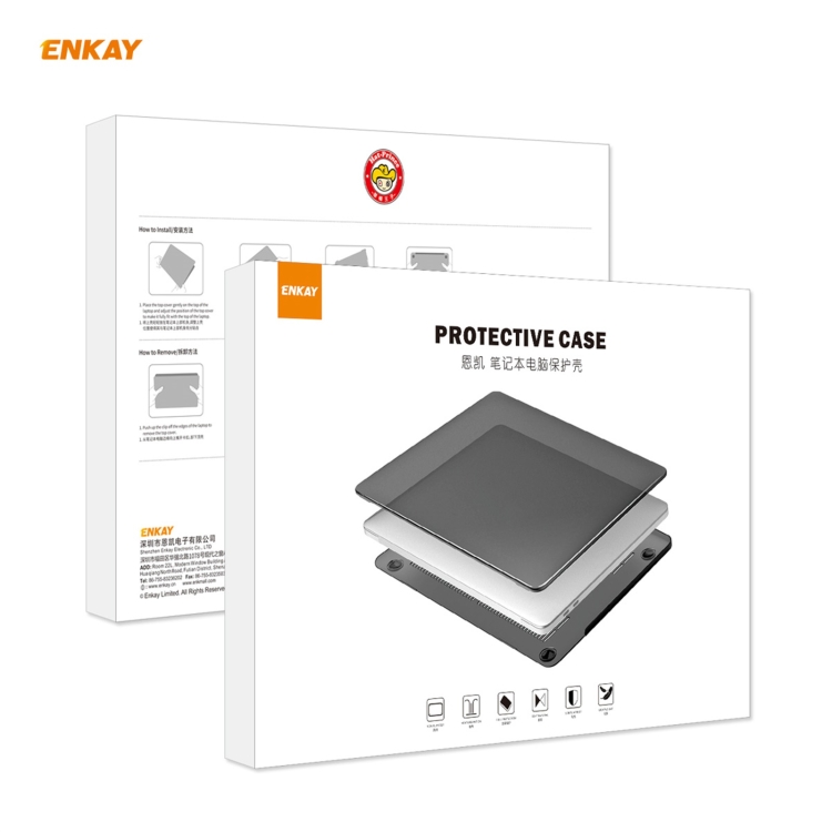 ENKAY 3 in 1 Matte Laptop Protective Case + EU Version TPU Keyboard Film + Anti-dust Plugs Set for MacBook Air 13.3 inch A1932 (2018)(Orange)