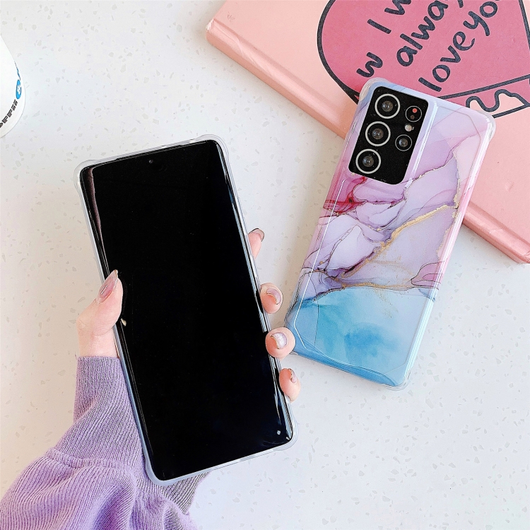 For Samsung Galaxy S21 Ultra 5G Four Corners Anti-Shattering Flow Gold Marble IMD Phone Back Cover Case(Pulper Blue LD3) For Samsung Galaxy S21 Ultra 5G Four Corners Anti-Shattering Flow Gold Marble IMD Phone Back Cover Case(Pulper Blue LD3)